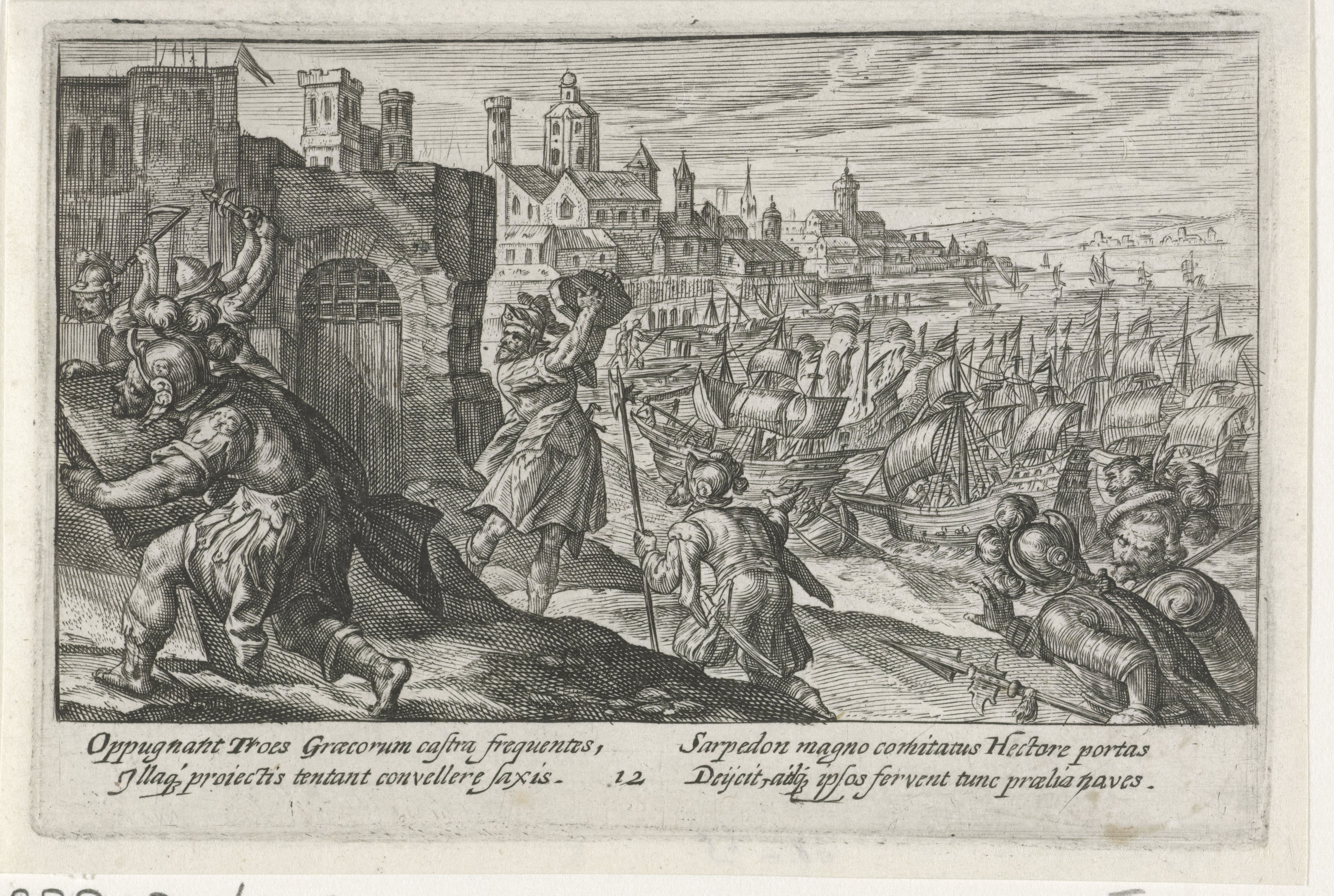 “Siege of the Greek Camp.” Crispijn van de Passe (I) (1613). Public domain image, via Rijks Museum. (https://www.rijksmuseum.nl/en/collection/RP-P-OB-16.043)