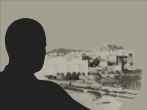 Nikos Gatsos looking at the Acropolis